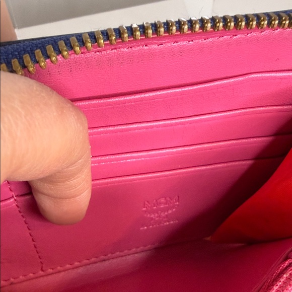 MCM Blue Saffiano Leather Wallet with Gold Accents - Picture 10 of 16